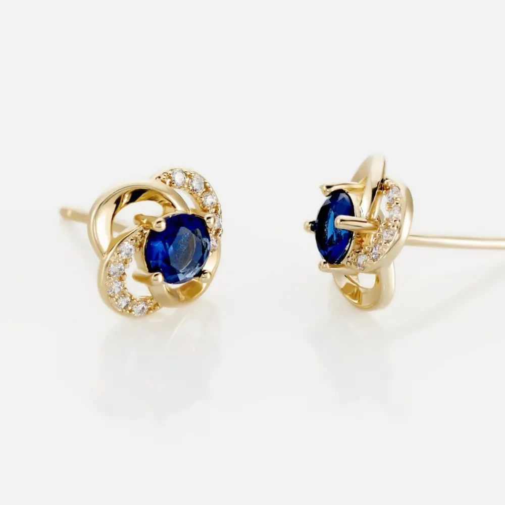 Boucles D'oreilles Puces Jaana Plaqué Or Jaune Verre Oxyde|Marc Orian Online