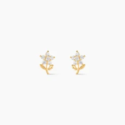 Boucles D'oreilles Puces Jabin Fleur Or Jaune Oxyde De Zirconium|Marc Orian Discount