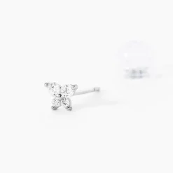 Boucles D'oreilles Puces Jemila Or Blanc Oxyde De Zirconium