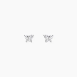 Boucles D'oreilles Puces Jemila Or Blanc Oxyde De Zirconium