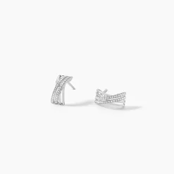 Boucles D'oreilles Puces Julianne Or Blanc Diamant|Marc Orian Discount