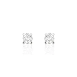Boucles D'oreilles Puces Kate Or Blanc Diamant