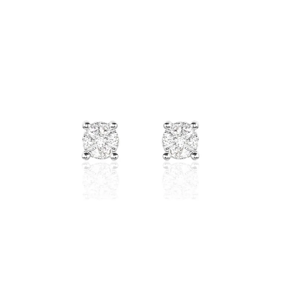 Boucles D'oreilles Puces Kate Or Blanc Diamant