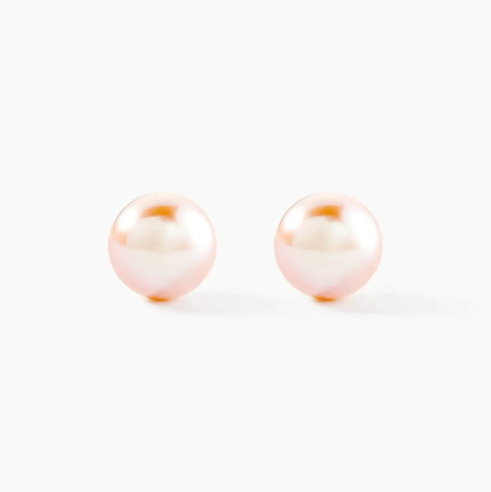 Boucles D'oreilles Puces Kesya Or Jaune Perle De Culture