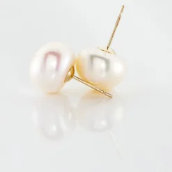 Boucles D'oreilles Puces Kesya Or Jaune Perle De Culture|Marc Orian Online
