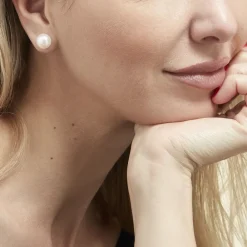 Boucles D'oreilles Puces Kesya Or Jaune Perle De Culture|Marc Orian Online