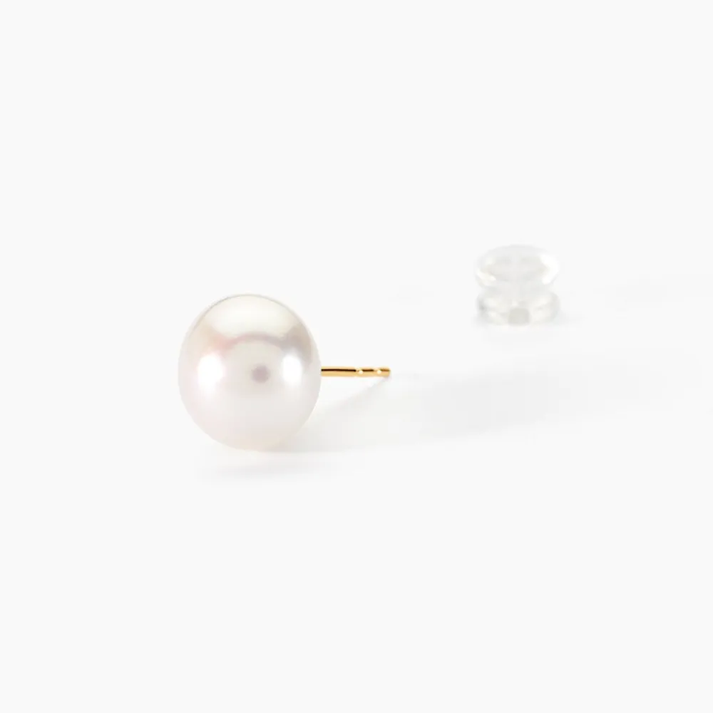 Boucles D'oreilles Puces Kesya Or Jaune Perle De Culture|Marc Orian Online