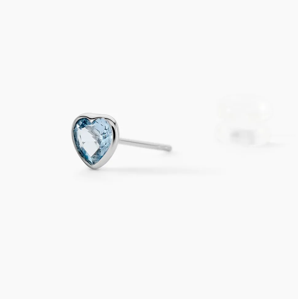 Boucles D'oreilles Puces Klodina Or Blanc Topaze