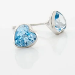 Boucles D'oreilles Puces Klodina Or Blanc Topaze
