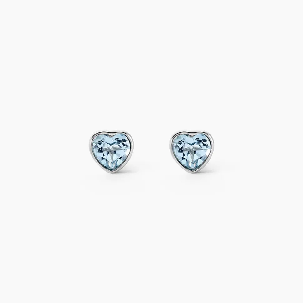 Boucles D'oreilles Puces Klodina Or Blanc Topaze