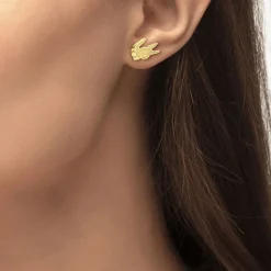Boucles D'oreilles Puces Lacoste Crocodile Acier Jaune