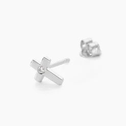 Boucles D'oreilles Puces Laurice Argent Blanc Oxyde De Zirconium|Marc Orian Clearance