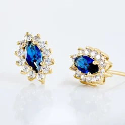 Boucles D'oreilles Puces Lisea Plaqué Or Verre Et Oxyde De Zirconium|Marc Orian Discount