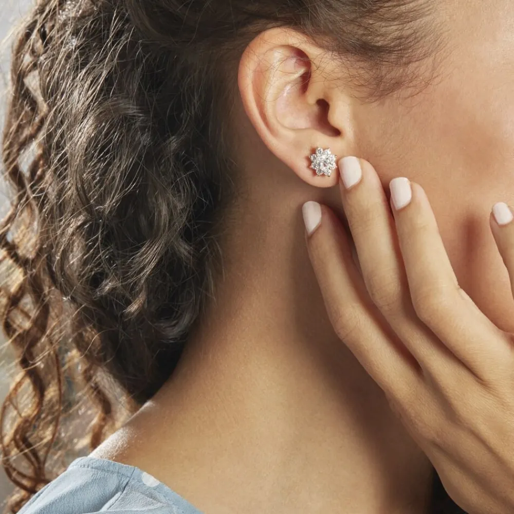 Boucles D'oreilles Puces Lisea Plaqué Or Oxydes De Zirconium|Marc Orian Sale