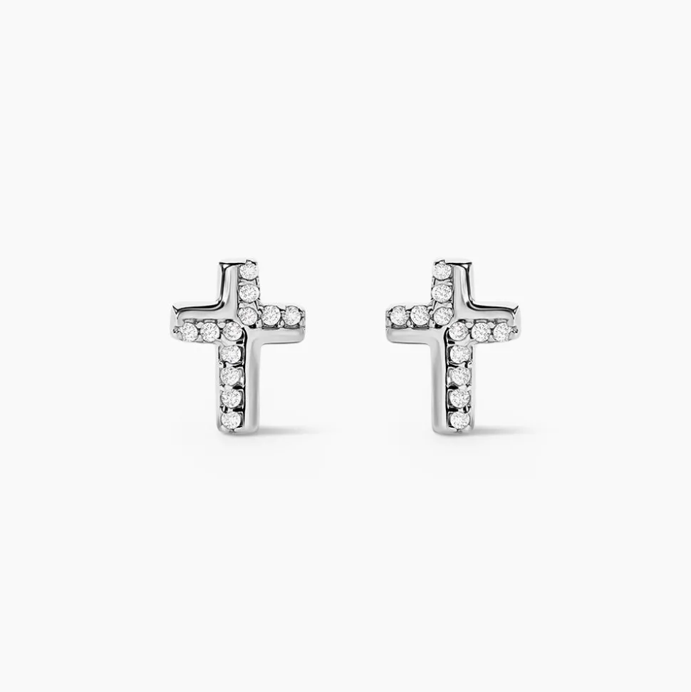 Boucles D'oreilles Puces Lola-rose Argent Blanc Oxyde De Zirconium