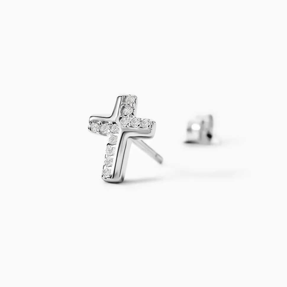 Boucles D'oreilles Puces Lola-rose Argent Blanc Oxyde De Zirconium