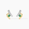 Boucles D'oreilles Puces Loubra Or Jaune Emeraude