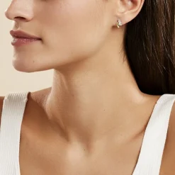 Boucles D'oreilles Puces Loubra Or Jaune Emeraude