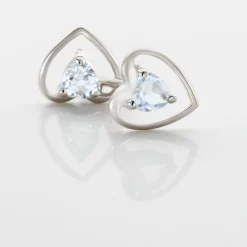 Boucles D'oreilles Puces Luann Or Blanc Topaze