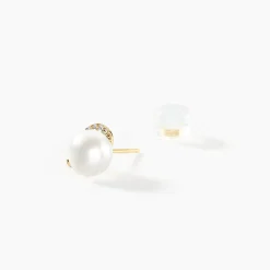 Boucles D'oreilles Puces Lucinda Or Jaune Perle De Culture|Marc Orian Outlet