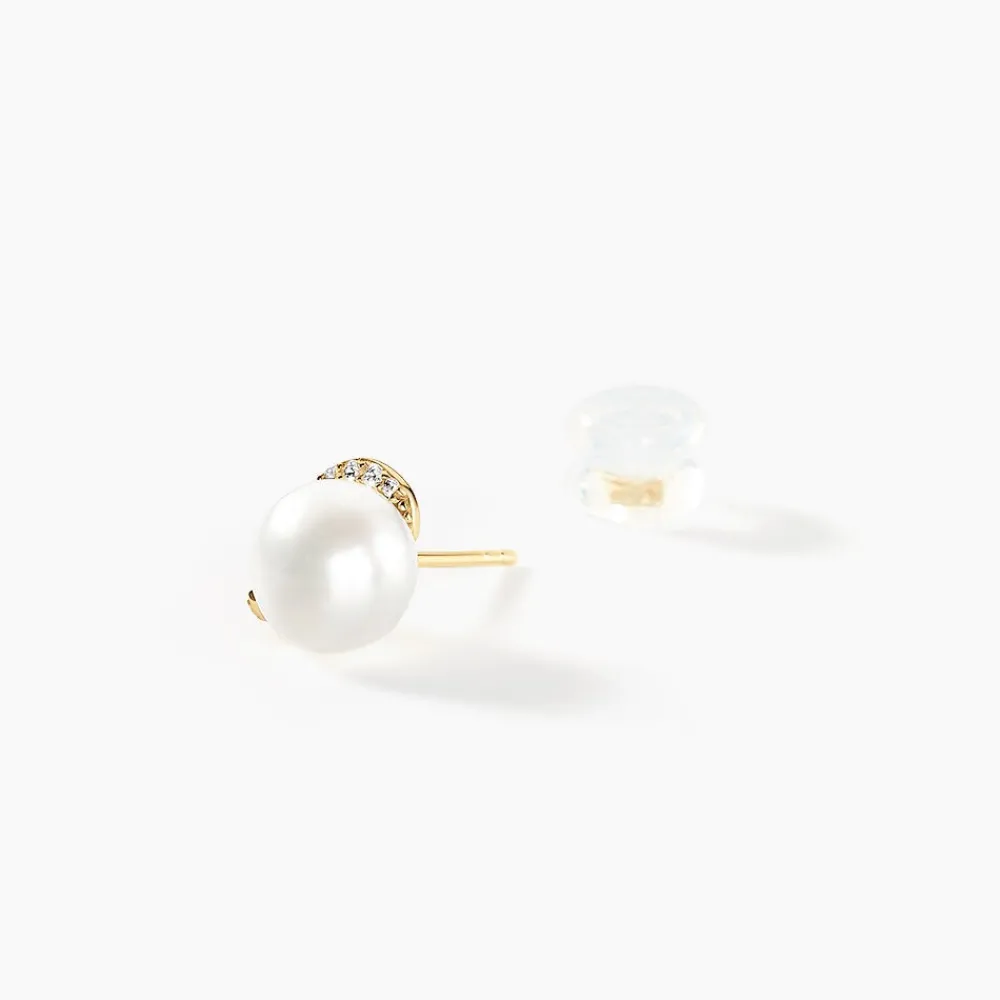 Boucles D'oreilles Puces Lucinda Or Jaune Perle De Culture|Marc Orian Outlet