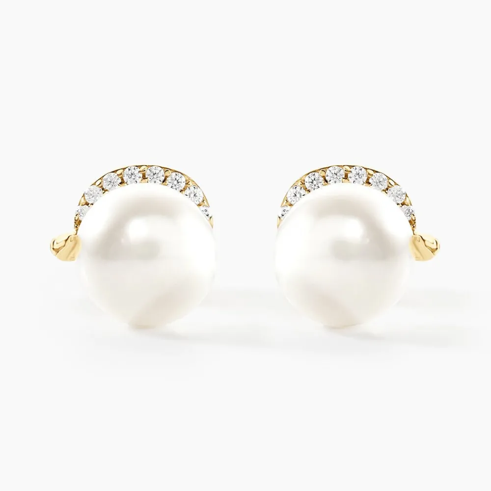 Boucles D'oreilles Puces Lucinda Or Jaune Perle De Culture|Marc Orian Outlet