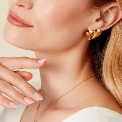 Boucles D'oreilles Puces Madlie Acier Jaune