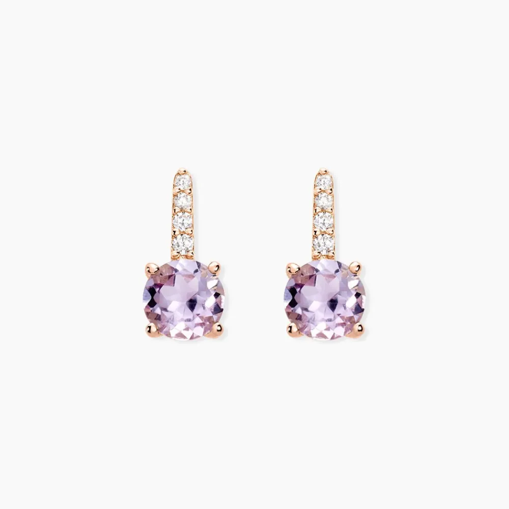 Boucles D'oreilles Puces Monroe Or Rose Quartz Oxyde De Zirconium|Marc Orian Clearance