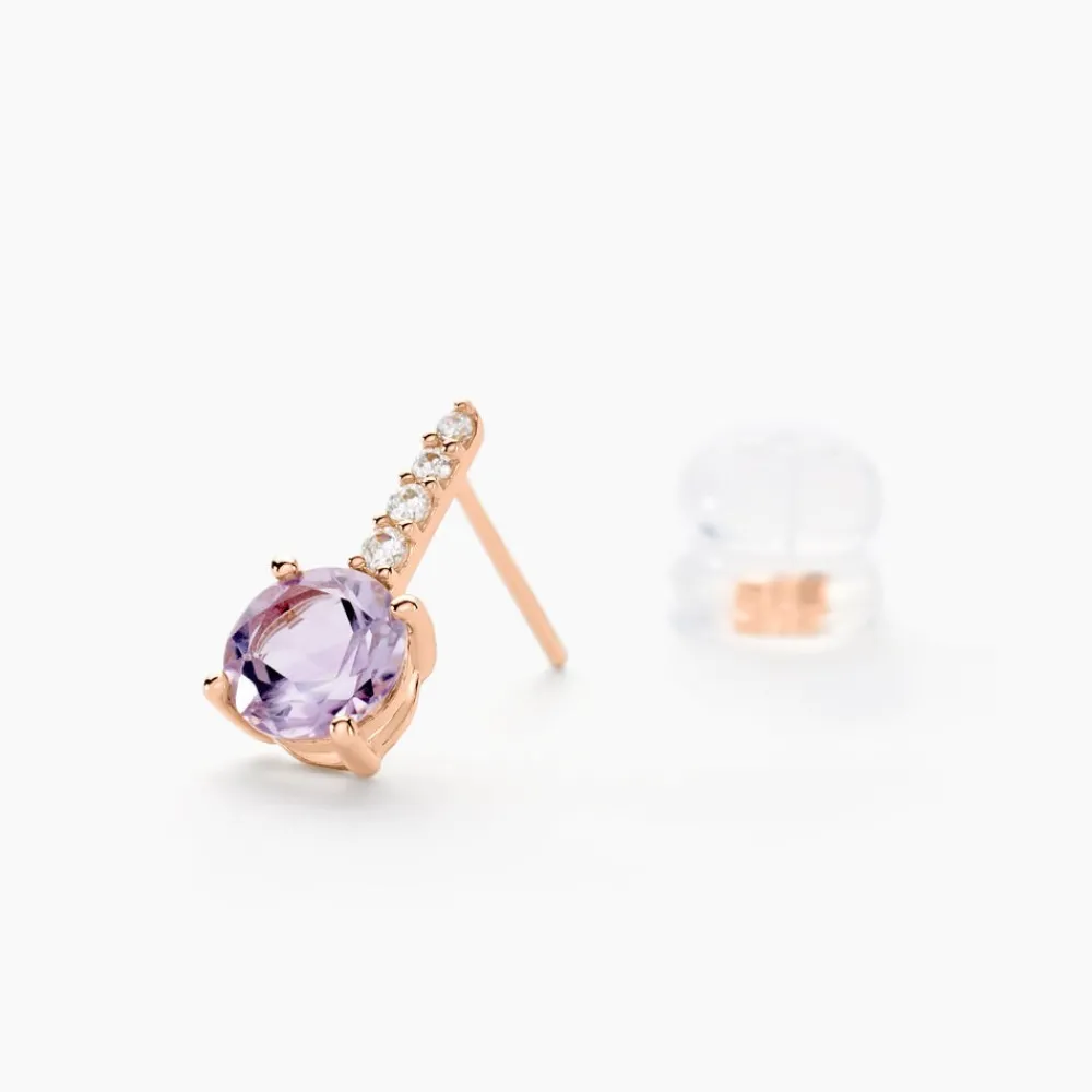 Boucles D'oreilles Puces Monroe Or Rose Quartz Oxyde De Zirconium|Marc Orian Clearance