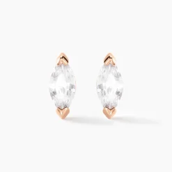Boucles D'oreilles Puces Navette De Zirconium|Marc Orian Online