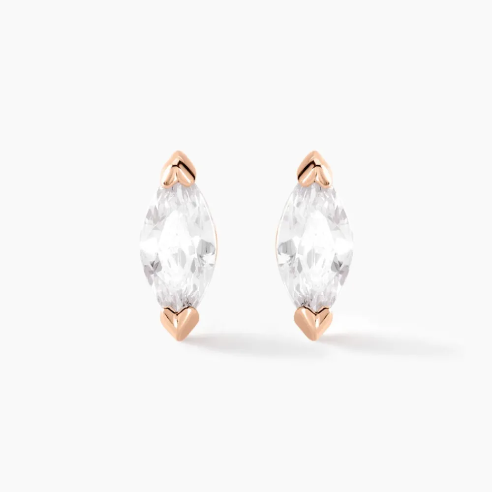 Boucles D'oreilles Puces Navette De Zirconium|Marc Orian Online