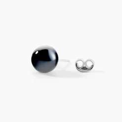 Boucles D'oreilles Puces Orbe Argent Blanc Céramique|Marc Orian Outlet