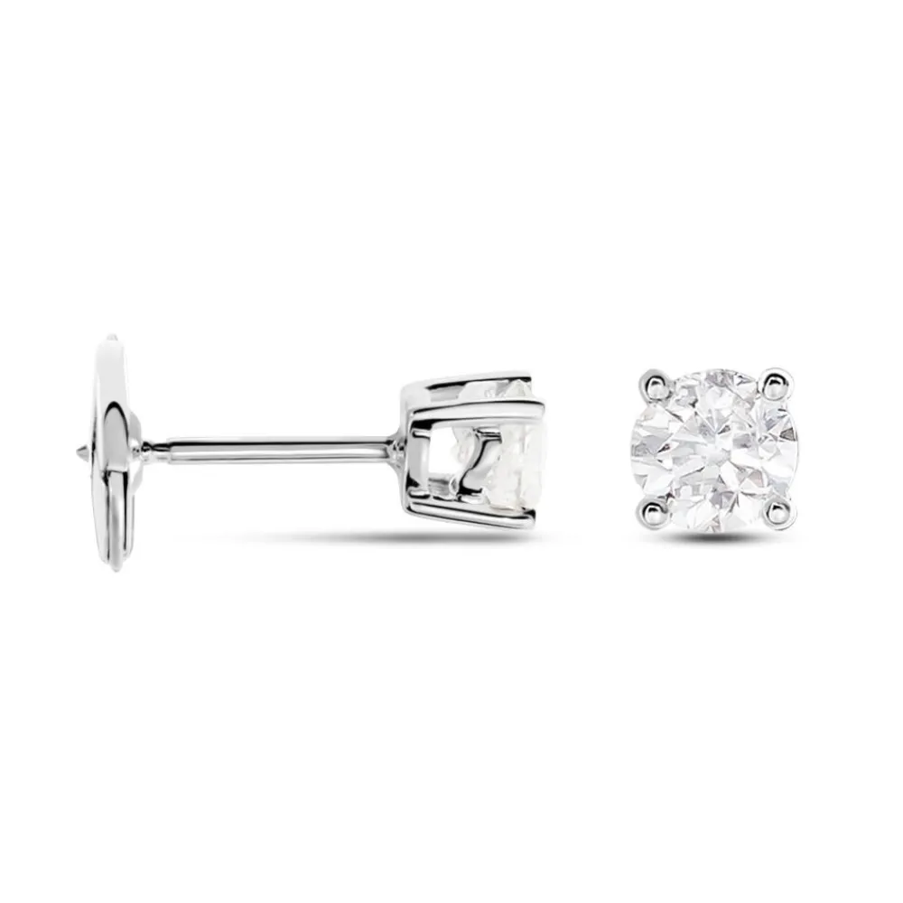 Boucles D'oreilles Puces Or Blanc Victoria Diamants|Marc Orian New
