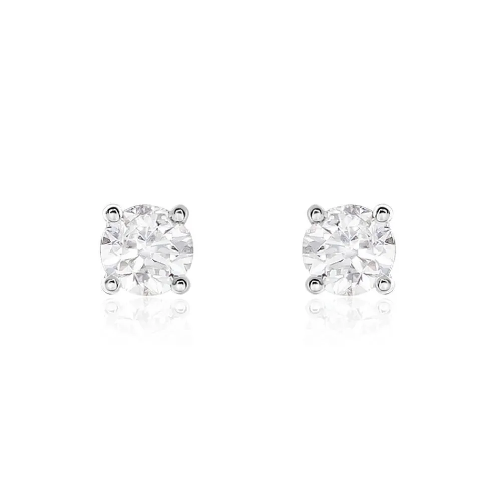Boucles D'oreilles Puces Or Blanc Victoria Diamants|Marc Orian New
