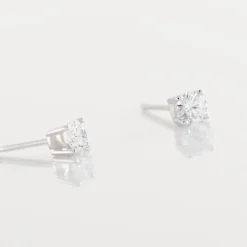 Boucles D'oreilles Puces Or Blanc Victoria Diamants