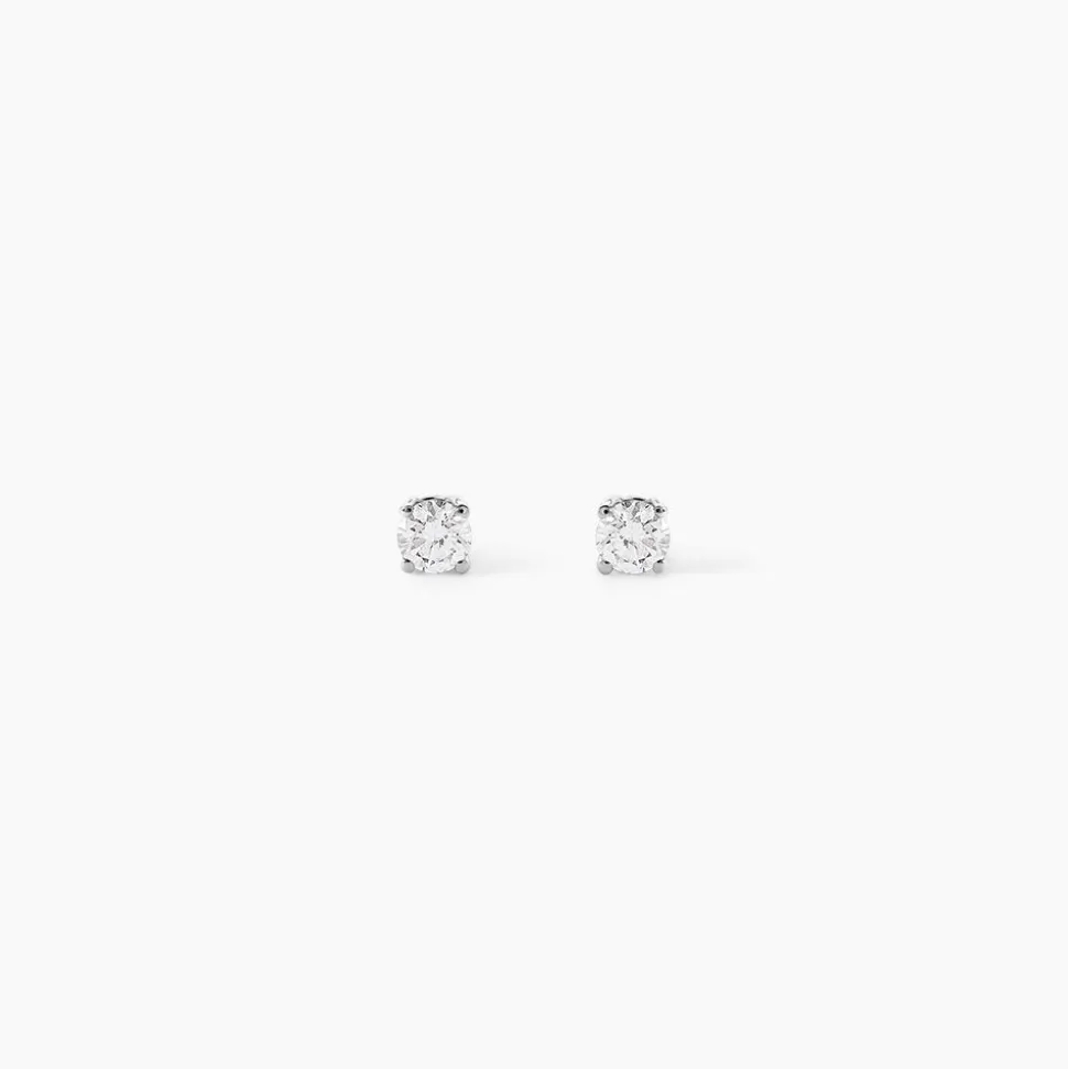 Boucles D'oreilles Puces Or Blanc Victoria Diamants