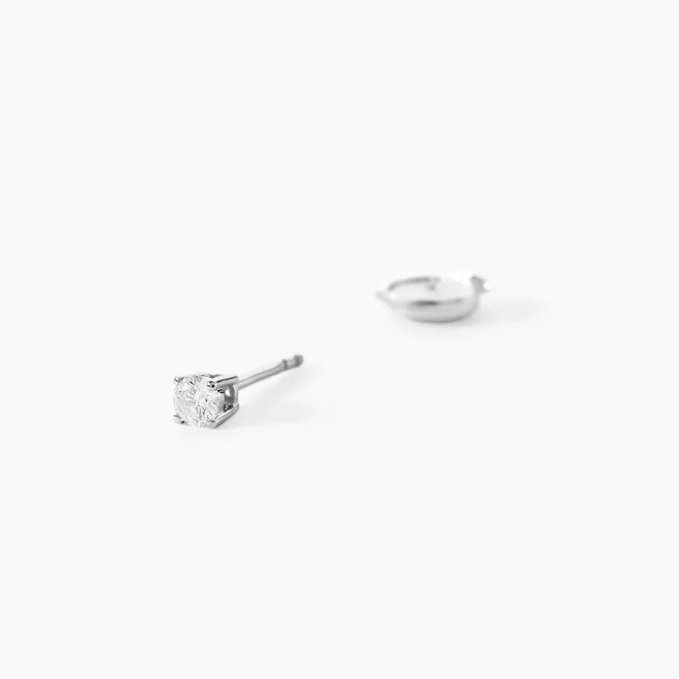 Boucles D'oreilles Puces Or Blanc Victoria Diamants