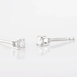 Boucles D'oreilles Puces Or Blanc Victoria Diamants