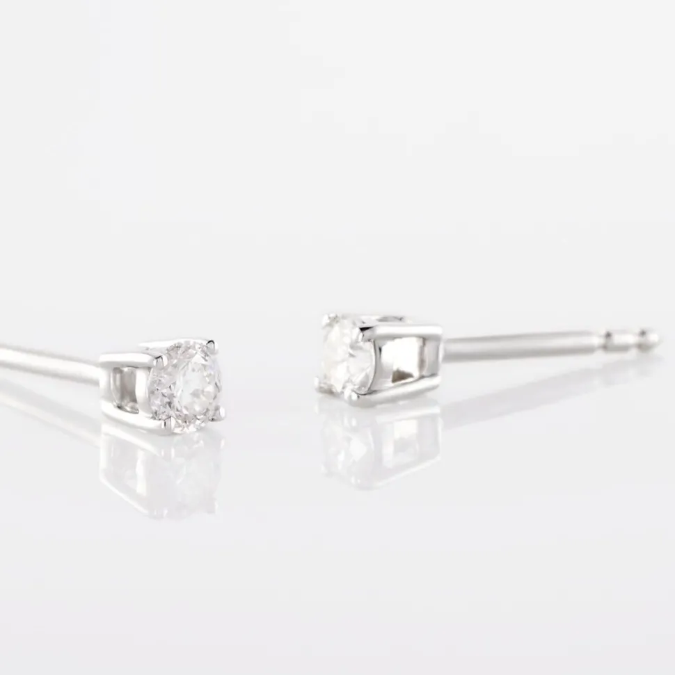 Boucles D'oreilles Puces Or Blanc Victoria Diamants