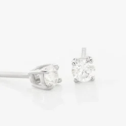 Boucles D'oreilles Puces Or Blanc Victoria Diamants