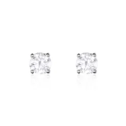 Boucles D'oreilles Puces Or Blanc Victoria Diamants