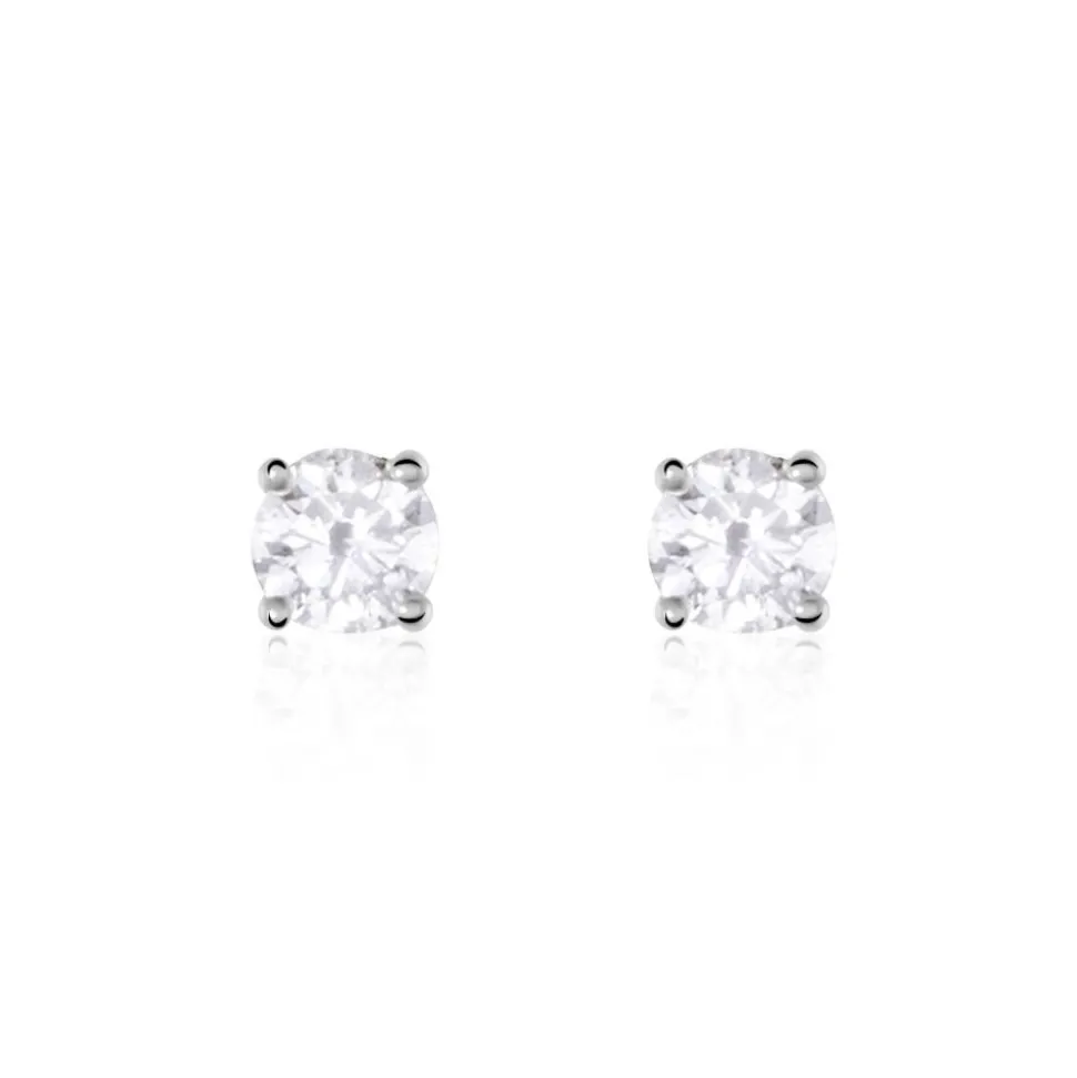 Boucles D'oreilles Puces Or Blanc Victoria Diamants