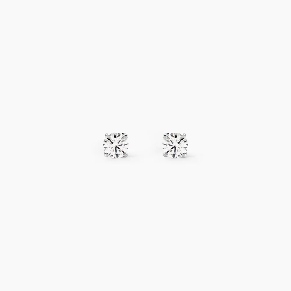 Boucles D'oreilles Puces Or Blanc Diamants Synthétique|Marc Orian Clearance