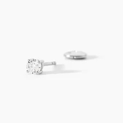 Boucles D'oreilles Puces Or Blanc Diamants Synthétique|Marc Orian Clearance