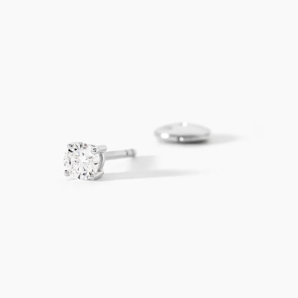 Boucles D'oreilles Puces Or Blanc Diamants Synthétique|Marc Orian Clearance
