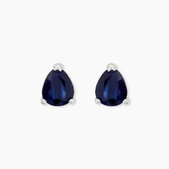 Boucles D'oreilles Puces Or Blanc Pluie D'Eclat Saphir|Marc Orian Discount