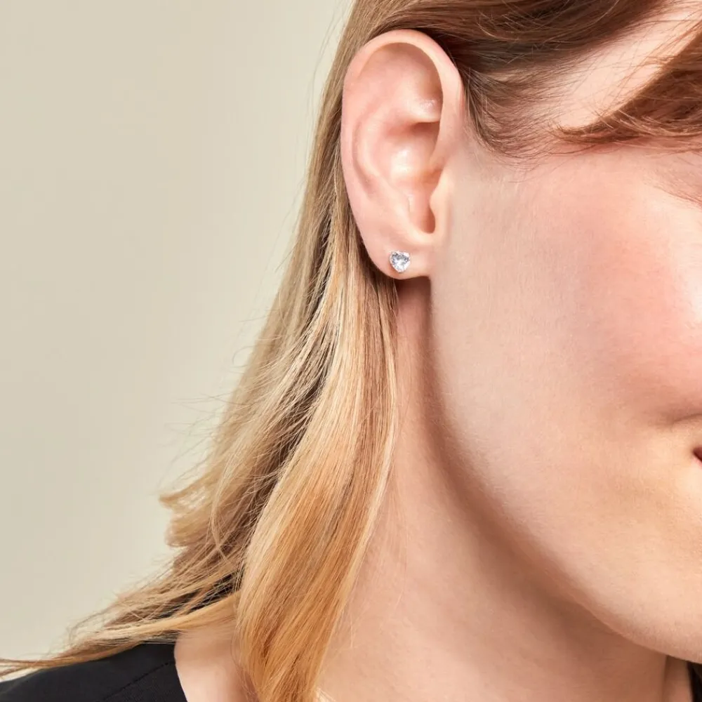 Boucles D'oreilles Puces Or Blanc Salona Oxyde De Zirconium|Marc Orian Hot