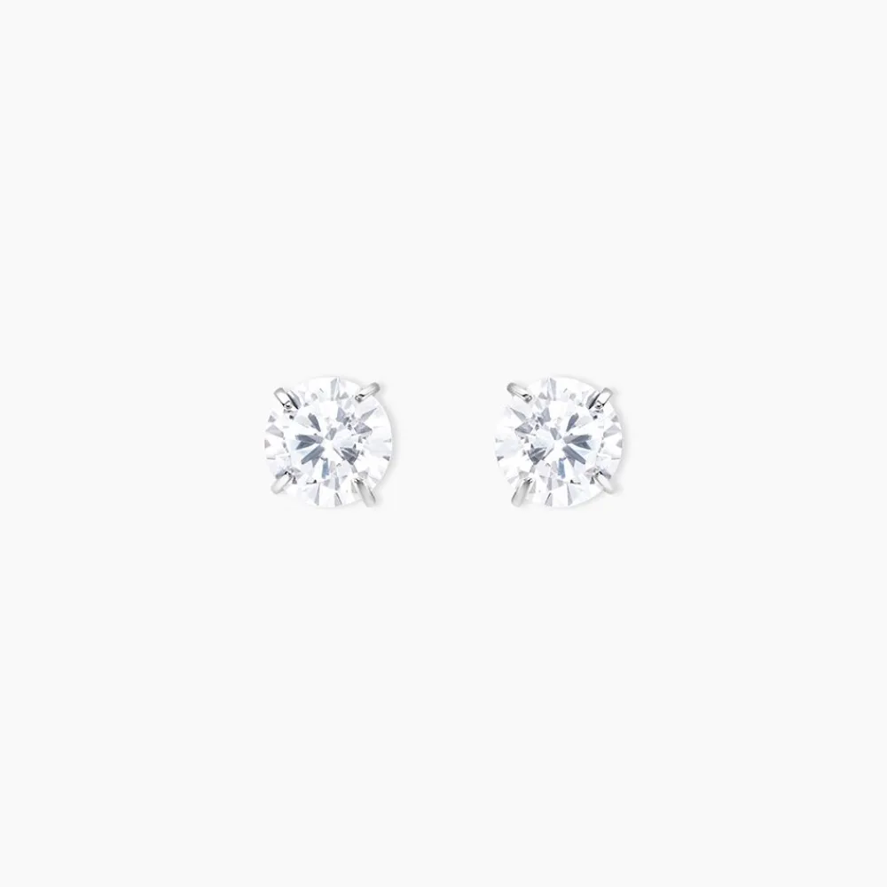 Boucles D'oreilles Puces Or Blanc Katherina Oxyde De Zirconium|Marc Orian
