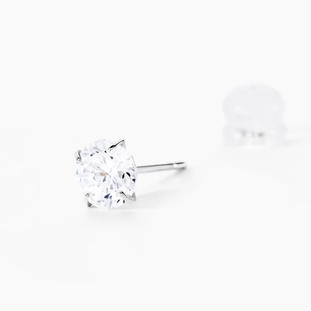 Boucles D'oreilles Puces Or Blanc Katherina Oxyde De Zirconium|Marc Orian