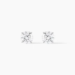 Boucles D'oreilles Puces Or Blanc Katherina Oxyde De Zirconium|Marc Orian Online